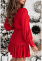 Red lurex Ruffled Mini Dress