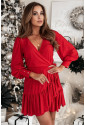 Red lurex Ruffled Mini Dress