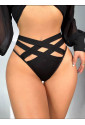 Black Hollow Out Thong Cross Straps Pantiy