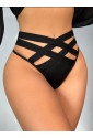 Black Hollow Out Thong Cross Straps Pantiy