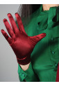 Dark red Satin wrist length gloves 