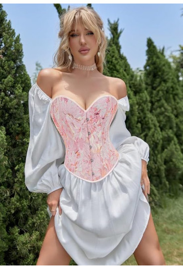  Unique Pink Chrysanthemum Corset