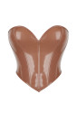 Brown pvc cropped heart shaped corset Rita 