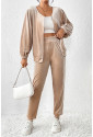 Parchment Velvet Zipped Top and Joggers Two Piece Set