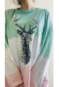 Reindeer Print Gradient Colorblock Sweatshirt