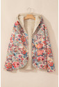 Beige Vintage Paisley Floral Printed Sherpa Lined Hooded Jacket