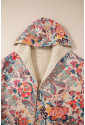 Beige Vintage Paisley Floral Printed Sherpa Lined Hooded Jacket