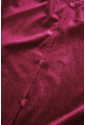 Burgundy wine red Sequin Patchwork Sleeve Button Up Velvet Top