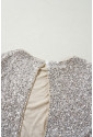 Silvery Sequin Puff Sleeve Cutout Back Blouse