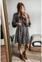 Leopard V Neck 3/4 Puff Sleeve Dress