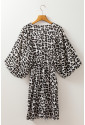 Leopard V Neck 3/4 Puff Sleeve Dress