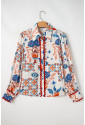 Multicolour Western Printed Ric Rac Bishop Sleeve Button Up Shirt