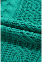 Sea Green Cable Knit V Neck Contrast Drawstring Hooded Sweater