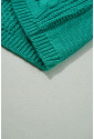 Sea Green Cable Knit V Neck Contrast Drawstring Hooded Sweater