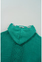 Sea Green Cable Knit V Neck Contrast Drawstring Hooded Sweater