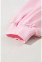 Light Pink Embroidered Bow Lantern Sleeve Oversized Pullover Sweatshirt