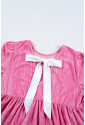 Strawberry Pink Flounce Sleeve Tiered Ruffled Velvet Mini Dress