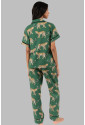 Cheetah Print Short Sleeve Shirt and Pants Pajama Set