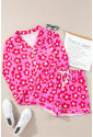 Flower Print Short Sleeve Shirt Pajamas Set