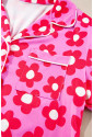 Flower Print Short Sleeve Shirt Pajamas Set