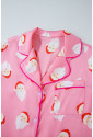 Christmas Santa Claus Print Satin Shirt and Shorts Pajama Set