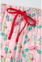 Pink Christmas Berries Plant Print Long Sleeve Pajama Set