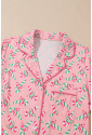 Christmas Candy Cane Print Pocketed Knotted Pajama Set