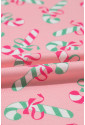 Christmas Candy Cane Print Pocketed Knotted Pajama Set