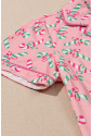 Christmas Candy Cane Print Pocketed Knotted Pajama Set