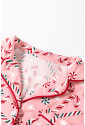 Christmas Candy Cane Print Pocketed Knotted Pajama Set