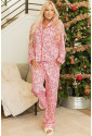 Christmas Candy Cane Print Pocketed Knotted Pajama Set