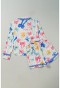 Bow Print Tied Ruffled Pajama Set