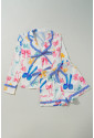 Bow Print Tied Ruffled Pajama Set