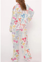 Bow Print Tied Ruffled Pajama Set