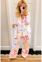 Bow Print Tied Ruffled Pajama Set