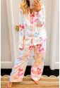 Bow Print Tied Ruffled Pajama Set