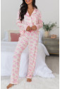 Pink Floral Long Sleeve and Pants Pajamas Set