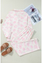 Pink Floral Long Sleeve and Pants Pajamas Set