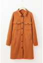 Gold Flame Textured Collared Drop Shoulder Buttoned Front Duster Coat