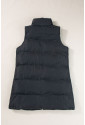 Black Longline Quilted Stand Collar Puffer Vest