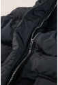 Black Longline Quilted Stand Collar Puffer Vest