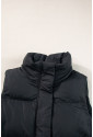 Black Longline Quilted Stand Collar Puffer Vest