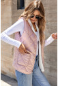 Pink Fleece Lined Quilted Vest Coats