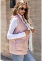 Pink Fleece Lined Quilted Vest Coats