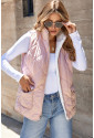 Pink Fleece Lined Quilted Vest Coats