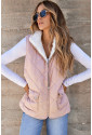 Pink Fleece Lined Quilted Vest Coats