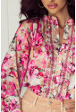 Vintage Floral Print Ruffled Loose Fit Shirt