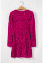 Pink Velvet Sequin Long Sleeve V Neck Wrapped Mini Dress