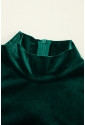 Green Velvet High Neck Tiered Ruffle Mini Dress