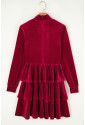 Red Velvet High Neck Tiered Ruffle Mini Dress